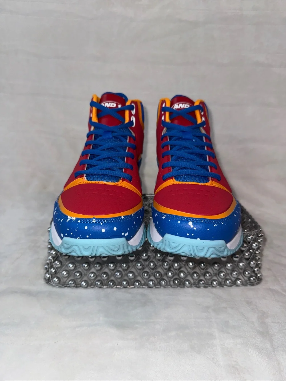 Mens 8.5 or women’s 10, AND1 Red, Blue, White, & Orange, Basketball Shoes.